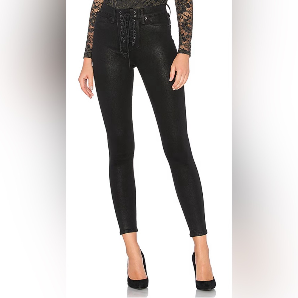 GUC Hudson Denim black lace up fly front skinny jeans